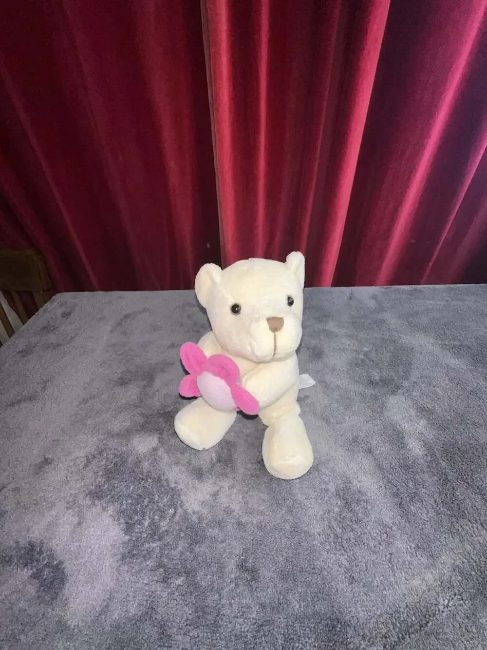 Anico Int'l Inc Cream Teddy Bear Holding Pink Flower Plush